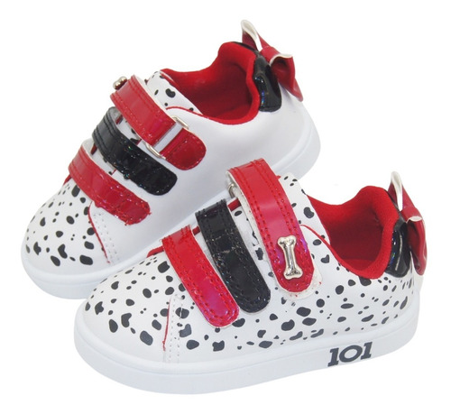 Tenis 101 Dalmatas Disney Elegant Blanco/rojo 14-19