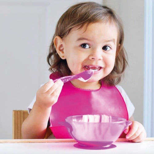 Imagen 7 de 9 de Porta Comida Bebé Rosa Plato Tapa Cuchara Nuby Bol