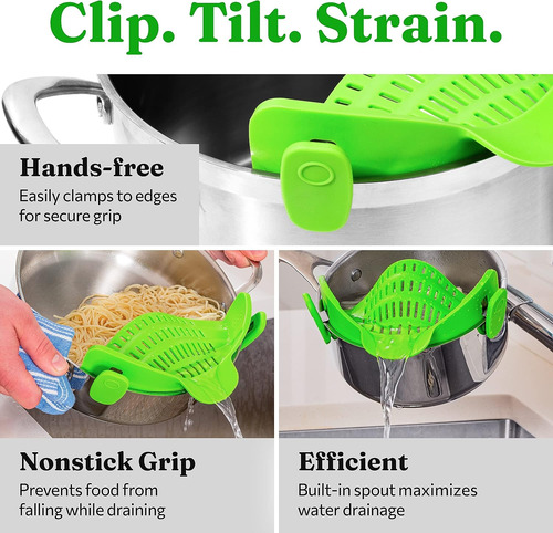 Colador Snap N Strain De Pasta Para Ollas, Colador De Silico