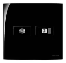 Comprar Conj. Tomada Antena Coaxial Tv + Rj45 Cat5e Preto Brilhante