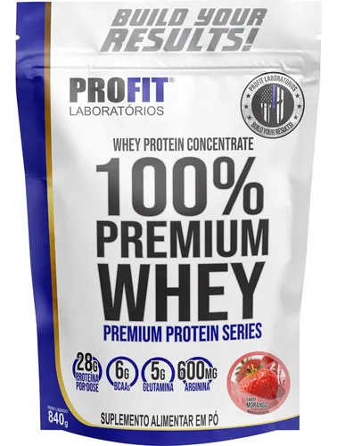 Whey Protein 100% Concentrado Premium 840g Profit Morango