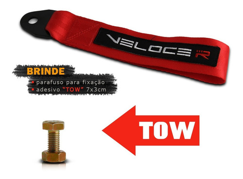 Cinta Fita Reboque Engate Tow Strap Hook +parafuso + Adesivo