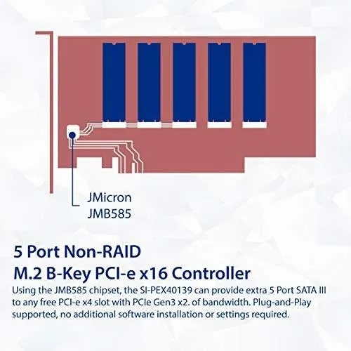 Tarjeta De Expansión Pci-e 3 0 X2 Para 5 Ssd M 2 Sata - Si-