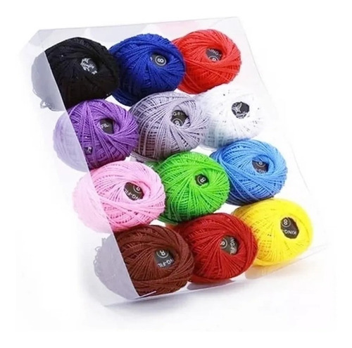 Estojo Linha Croche Com 12 Rolos De 40m Fino Diversas Cores 