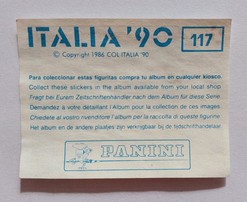 Figurita Panini Mundial Italia 90' Formación Argentina #117 Diego Maradona (Usado)