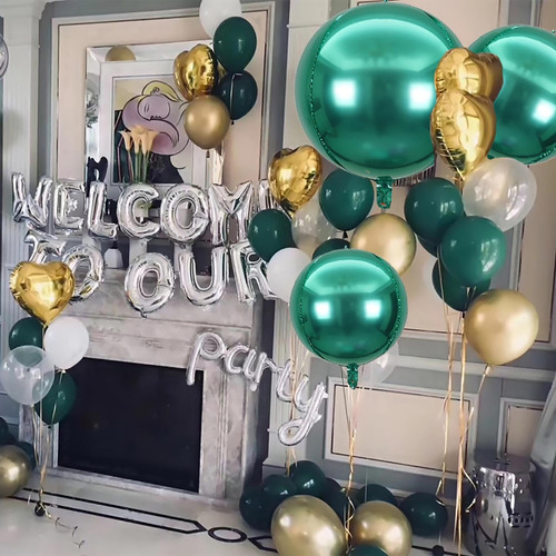 15 Pcs Globos De Lámina Metálica 4d De 22 Pulgadas Color Verde