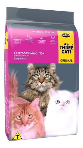 Three Cats Premium Especial gatos castrados sabor pollo y salmón 10kg