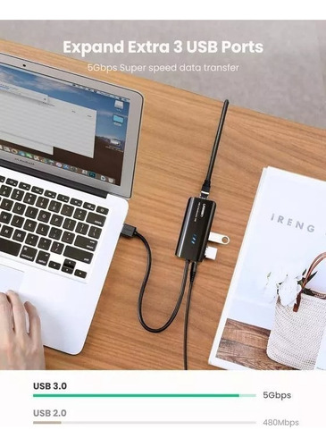 Hub Usb 3.0 Con Adaptador De Red Ethernet Ugreen Diginet