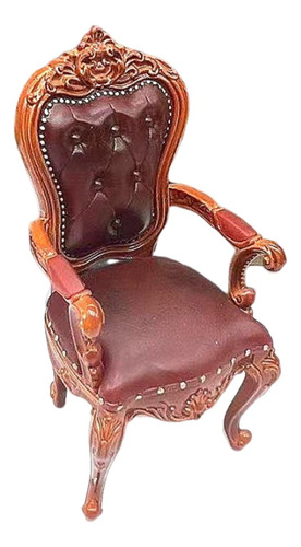 Silla Para Casa De Muñecas, Escala 1/12, Marrón Oscuro