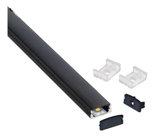 Perfil De Aluminio Para Luz Led Superficial Negro Marca Bari
