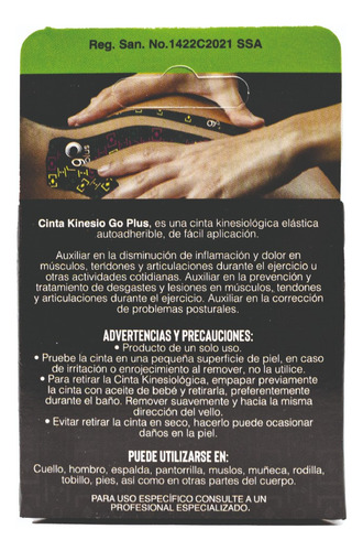 15 Pack Cinta Kinesiológica Negra Diseño Go Plus 5m