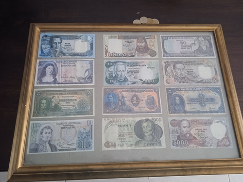Cuadro De Billetes Antiguos Colombianos Originales 