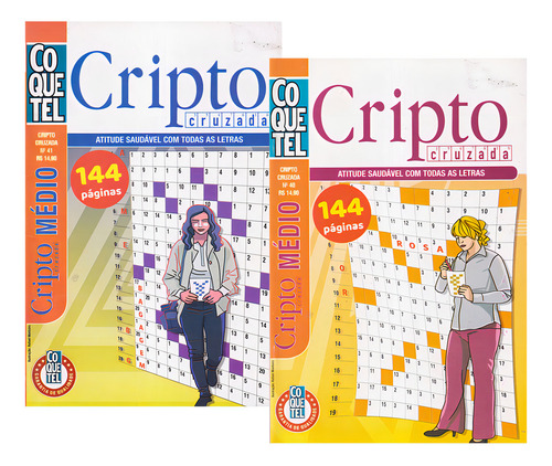 Cripto Cruzada, De Equipe Editorial. Passatempos Coquetel, Acompanha 2 Volumes. Editorial Coquetel, Capa Mole Em Português, 2019