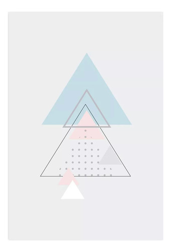 Placa Decoração Minimalista Triângulos Azul E Rosa 20x30cm