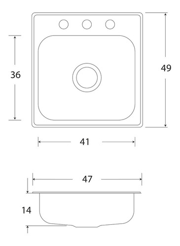 Fregadero Cocina Empotrar 1 Tina 47x49x14 Eb Técnica M100