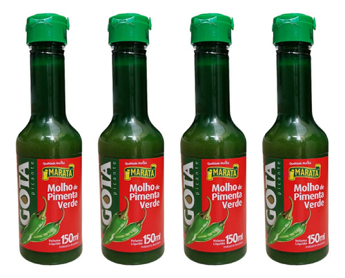 Molho De Pimenta Verde Gota Maratá Kit 4 Unidades De 150ml