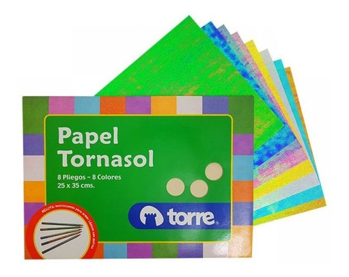 Carpeta Con Papel Tornasol Torre 8 Colores 8 Laminas 