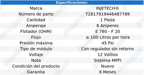 Mod Bomba Combustible Acura Zdx 3.7l 6 Cil 10 Al 13 Injetech