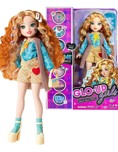 Muñeca De Moda Glo Up Rose. Cambio Color En Uñas Y Labios.