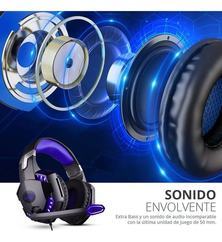 Imagen 5 de 7 de Auriculares Gamer Con Luz Led Super-bass Gaon Innovación