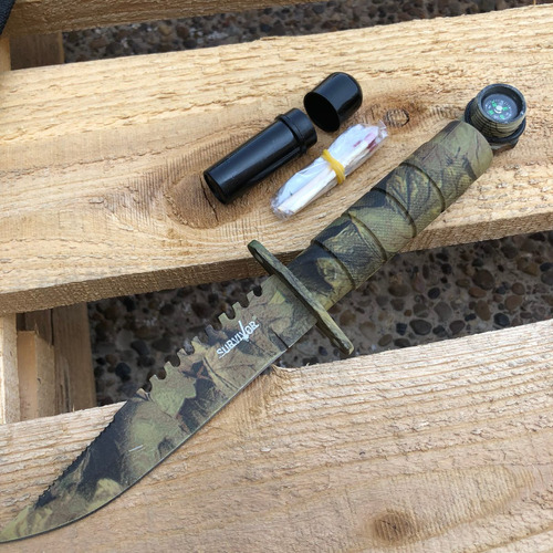 Cuchillo Supervivencia 21.5cm Campismo Rescate Camuflaje 690 Color Camo