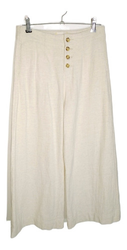 Pantalón Wide Leg Lemon Tobillero Con Bolsillos Talle Xs