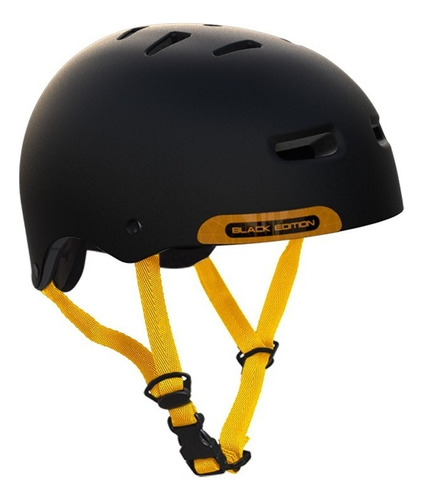 Casco Vertigo Vx Black Free Style, Bici, Rollers, Monopatin. Color Negro/amarillo Talle M (58 Cm)