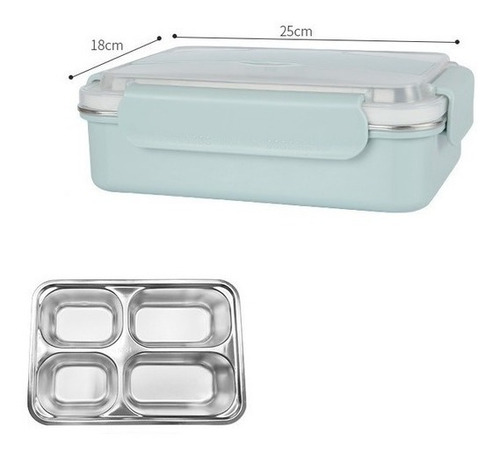 Imagen 5 de 7 de Vianda Lunchera Taper Acero Inox C/ Cuchara Colegio Hermetic