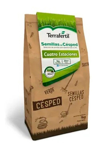 Semillas Césped Premium 4 Estaciones Terrafertil 1kg Grow