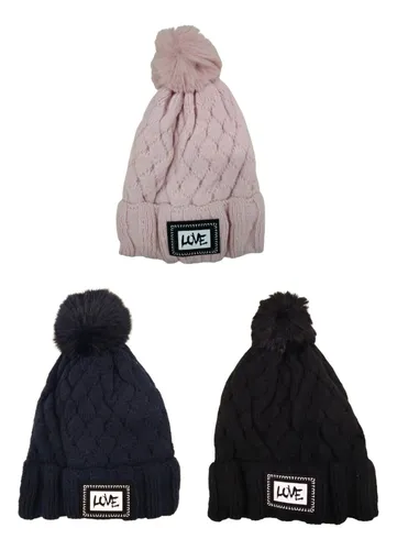 Gorro De Invierno De Dama Abrigo Con Forro Interno Peluche Negro 1