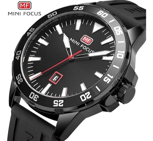 Relógio Masculino Minifocus Preto Silicone Com Frete Grátis