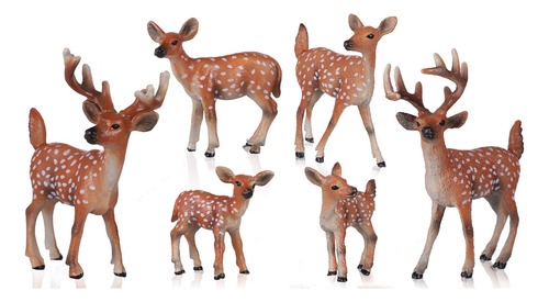 Flormoon Deer Toys - 6 Figuras Realistas De Animales Del Bos