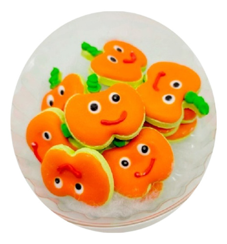 Calabaza Halloween De Azucar Decoracion Comestible Pack X10