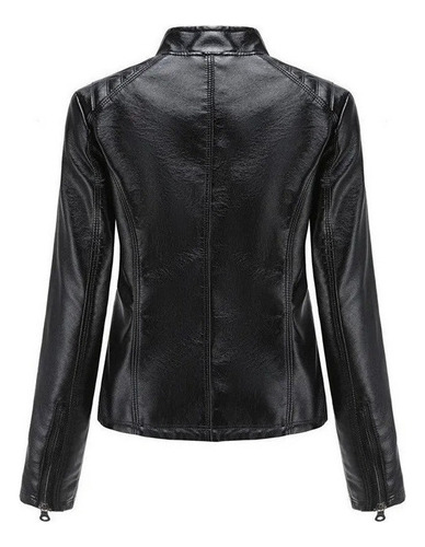 Chaqueta De Cuero Casual Para Mujer Con Cuello Alto, Abrigo