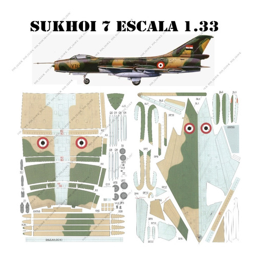 Sukhoi 7 Su-7 Escala 1.33 Papercraft