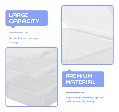/ Caja De Plástico Transparente Con Compartimentos, 3