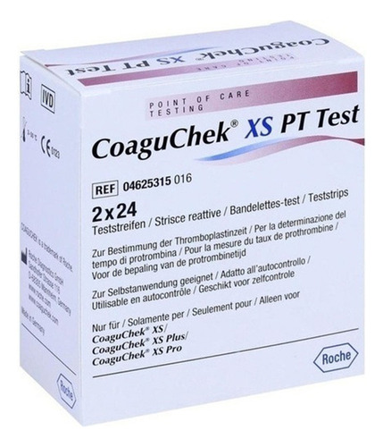Tiras Coaguchek P/ Teste Coagulação Sangue - Roche 48 Tiras