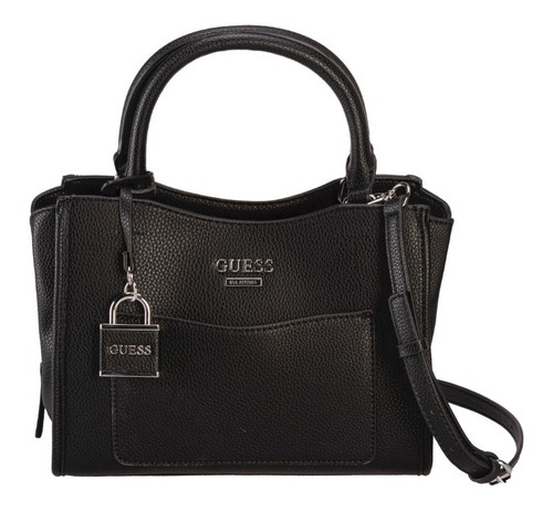 Bolsa Satchel Guess Con Logo Estampado Negro Para Mujer