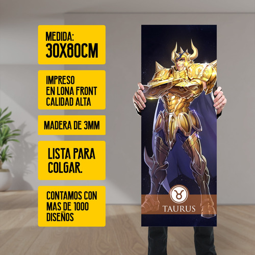 Imagen 2 de 8 de Cuadro Grande 30x80 Cm Saint Seiya Aldebaran Tauro Animeras