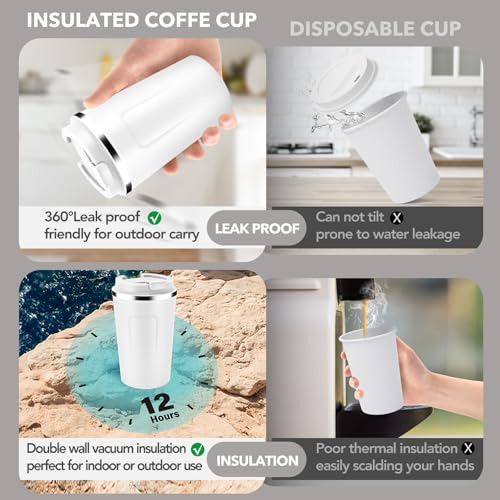 Jarra De Café De Viaje Aislada Al Vacío De Doble Pared De 12