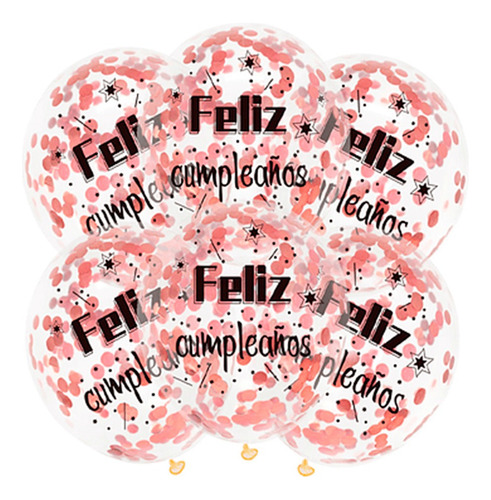 Globo Confiti Feliz Cumpleaños Impreso Colores Fiestas Látex Color Confeti Rosa