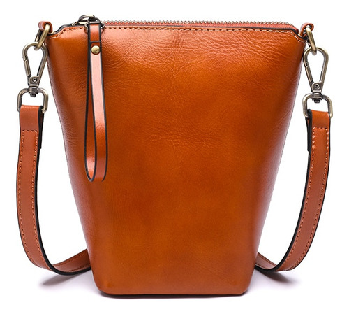 Bolso De Mano De Cuero Genuino A Cuadros Para Mujer, Mini