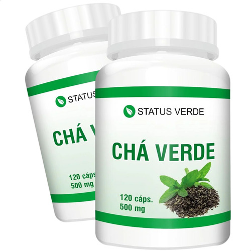 2 Potes Chá Verde Diurético 100% Natural - Kit 240 Cáps Sabor Sem Sabor