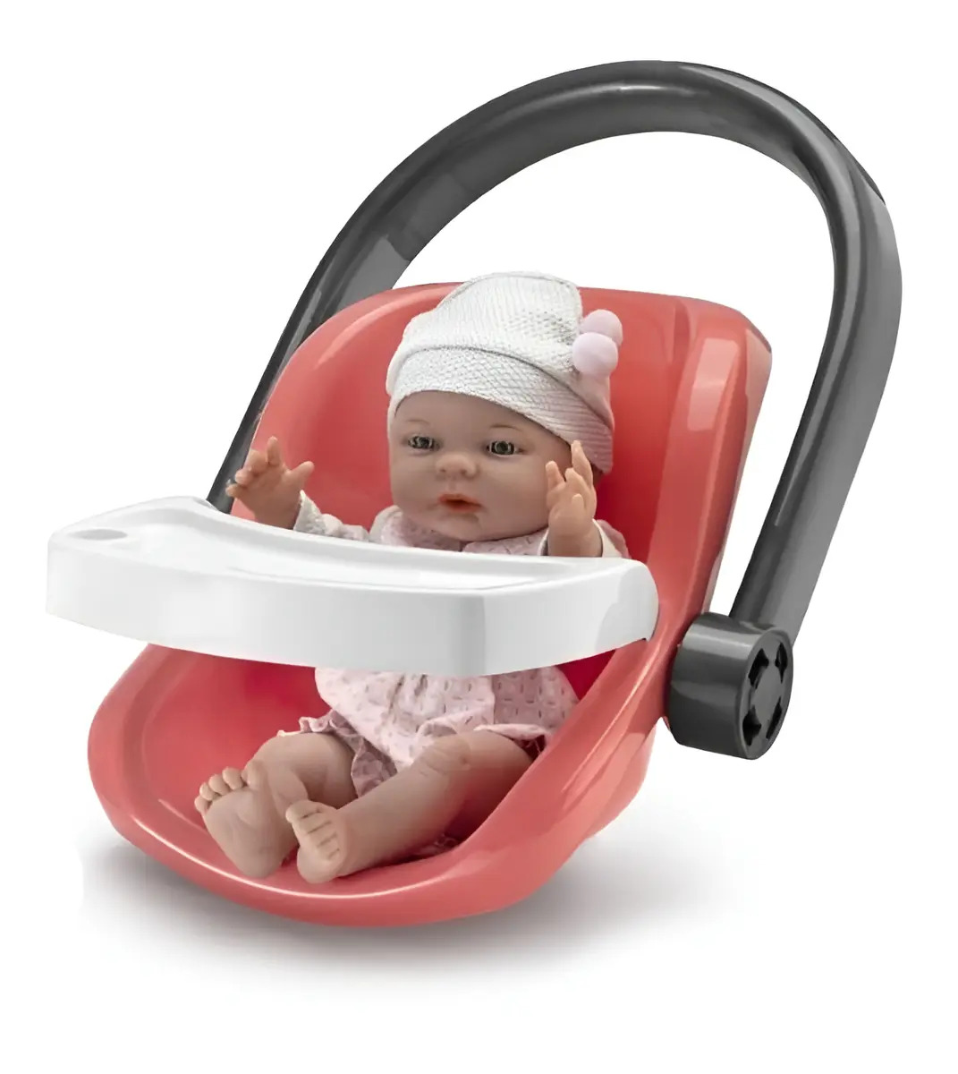 Boneca Bebê 40cm Com Cadeirinha Para Carro Roma Vinil