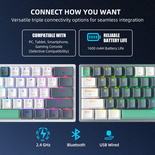Machenike K500a-b61w Teclado Mecánico Inalámbrico Red Lineal
