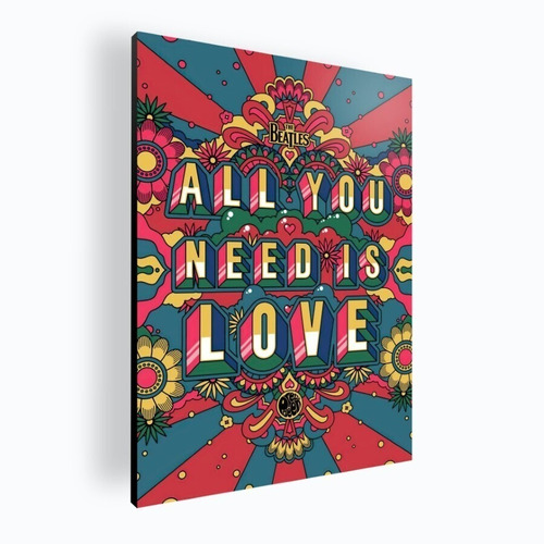 Cuadro  Moderno Mural Poster All You Need Is Love 42x60 Mdf