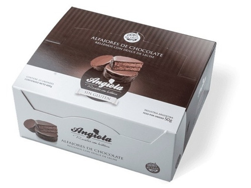 Alfajor Dulce De Leche Bañado Sin Tacc Angiola 12 U X 50g