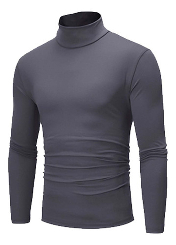 Camiseta De Cuello Alto Manga Larga Cómoda Para Hombre Lycra