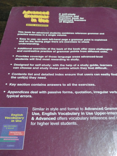 Advanced Grammar In Use Cambridge. With Answers. Olivos (Usado)