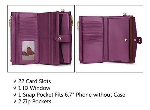 Cartera De Gran Capacidad Diseño Moderno Color Morado